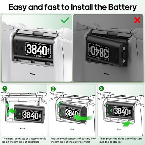 حزمة بطارية قابلة لإعادة الشحن لوحدات تحكم Xbox، 4 × 3600 مللي واط في الساعة بطاريات قابلة لإعادة الشحن لوحدة تحكم Xbox، بطارية وحدة تحكم سلسلة Xbox مع محطة شحن لأجهزة تحكم Xbox One/One S/One X/Elite in Kuwait