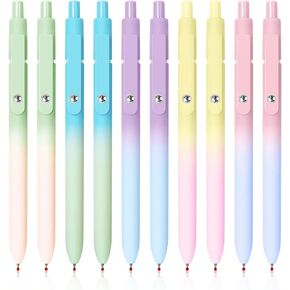 Gel Pens, 10 Pcs Medium Point Smooth Writing Pens Cute Pens for Women, High-End Series 0.7mm Black Ink Pens for Journaling Note Taking, School Office Supplies (10 Pcs Gradient)