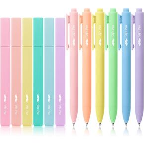 Mr. Pen- Aesthetic Highlighters and Gel Pens No Bleed, 8 Pack, Assorted Color Bible Highlighters No Bleed, Black Ink Bible Pens, Highlighter Pens, No Bleed Highlighters for Bibles, Bible Pens
