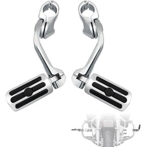 1.25" Highway Footpegs,Long Angled Adjustable Highway Pegs w/Mounts for Harley Touring Street Glide Electra Glide Road King Softail CVO Dyna Trike VRSC Sportster w/1-1/4" Engine Guard,Black#1