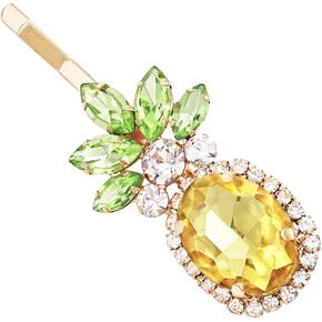 Rosemarie & Jubalee Women's Fun And Fruity Statement Yellow And Green Crystal Rhinestone Pineapple Jewelry