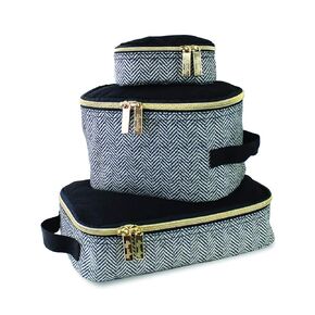 Itzy Ritzy Packing Cubes - Set of 3 Packing Cubes or Travel Organizers; Each Cube Features A Mesh Top, Double Zippers & A Fabric Handle, Checkerboard