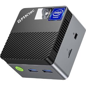 GMKtec N100 Mini PC, Intel Alder Lake N100 Windows 11 Pro (3.4GHz)，Mini Computer 8GB RAM/256GB M.2 SSD/4K UHD Display/4x USB3.2/WiFi 6,BT 5.2 Business Home Office Nucbox G3 Black