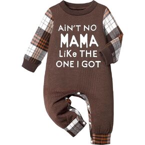 Baby Boy Clothes Infant Outfits Plaid Sleeve Mamas Print Romper Outfit Fall Winter Baby Clothing