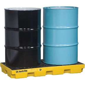 Justrite 1 Drum Low Profile Accumulation Center, 25" x 25" x 5.5", 12 Gallon Capacity Sump, Recycled Poly Spill Platform, Made in The USA, Black, 28653