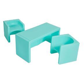 ECR4Kids Tri-Me Table and Cube Chair Set, Multipurpose Furniture, Orange, 3-Piece