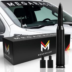 Mega Racer Black Antenna for Truck - 1999-2024 Chevrolet Silverado GMC Sierra Truck Antenna, 5.5" Short Car Antenna Replacement, Antennas, Chevy Silverado 1500 Accessories, GMC Truck Accessories