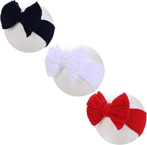 KIDOCHEESE Baby Headbands Super Stretchy Hair Bows Soft Nylon Hairbands Handmade Hair Accessories for Newborn Infant Toddlers in Saudi Arabia