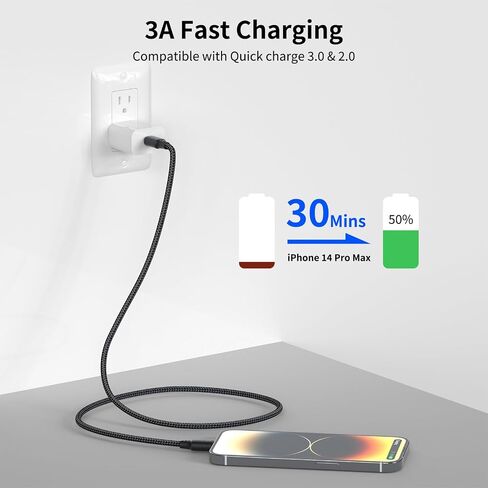 6inch USB C to Lightning Cable, 3Pack iPhone Charger Cord for iPhone 14/13 in Kuwait