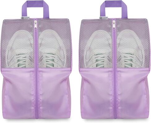 HANOZI Shoe Bags For Travel, Used As For Storage or Shoe Travel Bag, Space Saving When Travelling With This Travel Shoe Bags For Packing, Featuring Waterproof Nylon Sneaker Bag (Light Pink, Medium) in Saudi Arabia