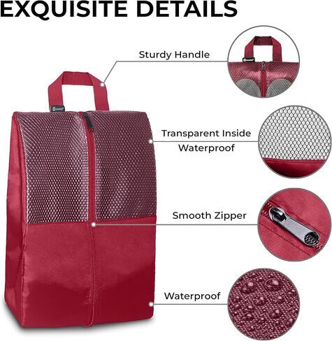 HANOZI Shoe Bags For Travel, Used As For Storage or Shoe Travel Bag, Space Saving When Travelling With This Travel Shoe Bags For Packing, Featuring Waterproof Nylon Sneaker Bag (Light Pink, Medium) in Saudi Arabia