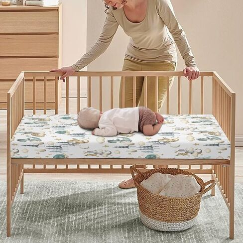 Cowboys Horse Western Fitted Crib Sheet Vintage West Desert Standard Crib Mattress Fitted Sheet American Wild Toddler Bed Mattress Sheets Crib Mattress Sheet 28"x52" in Saudi Arabia