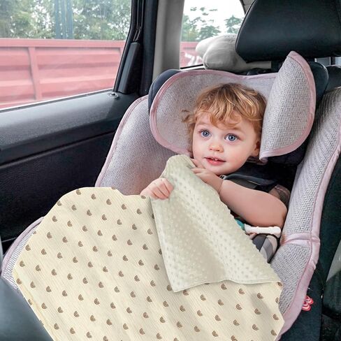 بطانية أطفال للأولاد والبنات بطانية فائقة النعومة، بطانيات رقيقة دافئة وخفيفة الوزن لاستقبال الأطفال، طبقة مزدوجة مع دعم منقط لحضانة الأطفال الصغار (أوراق خضراء) (40 بوصة طول × 30 بوصة عرض) in Kuwait