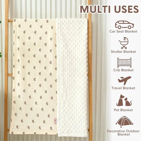 بطانية أطفال للأولاد والبنات بطانية فائقة النعومة، بطانيات رقيقة دافئة وخفيفة الوزن لاستقبال الأطفال، طبقة مزدوجة مع دعم منقط لحضانة الأطفال الصغار (أوراق خضراء) (40 بوصة طول × 30 بوصة عرض) in Kuwait