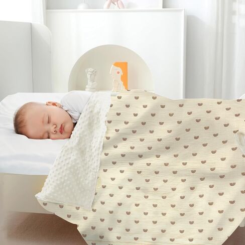 بطانية أطفال للأولاد والبنات بطانية فائقة النعومة، بطانيات رقيقة دافئة وخفيفة الوزن لاستقبال الأطفال، طبقة مزدوجة مع دعم منقط لحضانة الأطفال الصغار (أوراق خضراء) (40 بوصة طول × 30 بوصة عرض) in Kuwait