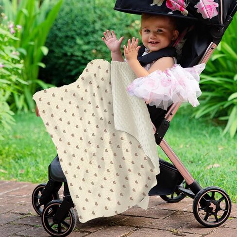 بطانية أطفال للأولاد والبنات بطانية فائقة النعومة، بطانيات رقيقة دافئة وخفيفة الوزن لاستقبال الأطفال، طبقة مزدوجة مع دعم منقط لحضانة الأطفال الصغار (أوراق خضراء) (40 بوصة طول × 30 بوصة عرض) in Kuwait