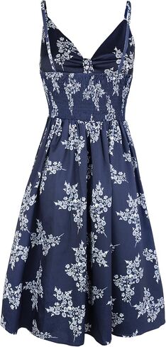 ECOWISH Women Dresses Summer Tie Front V-Neck Spaghetti Strap Button Down A-Line Backless Swing Midi Dress in Saudi Arabia