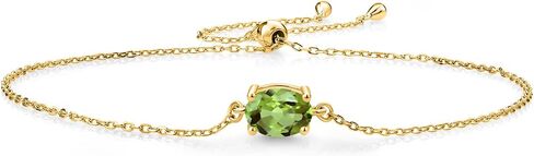 Gem Stone King 18K Yellow Gold Plated Silver Sky Blue Aquamarine Solitaire Bracelet For Women (1.20 Cttw, Oval 8X6MM, Gemstone March Birthstone, Fully Adjustable Up to 9 Inch) in Saudi Arabia