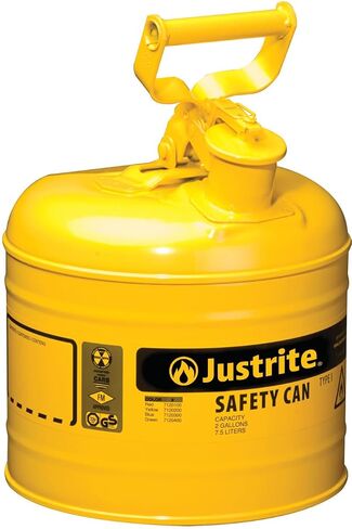 Justrite 2 Gallon Type I Green Safety Can for Oil with Flame Arrester and Self-Closing Lid, Made in the USA, Galvanized Steel Flammable Storage Can, 7120400 in Kuwait