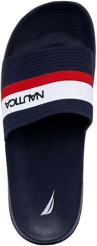 Nautica Men's Shower Sandals Open Toe Soft Slide House Slipper for Indoor & Outdoor-Shower Slippers-Lando-Navy-Size-9 in Saudi Arabia