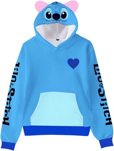 Econmars Cute Cat Ear Hoodie 3D Printed Anime Cosplay Hoodies Pullover Hooded Sweatshirt With Pocket For Boys Girls Kids in Kuwait