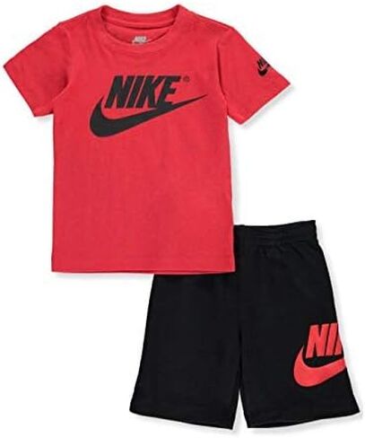 Nike Boys Futura T-Shirt/Shorts 2 Piece Set University Red/Black 86F024-R1N (6) in Saudi Arabia