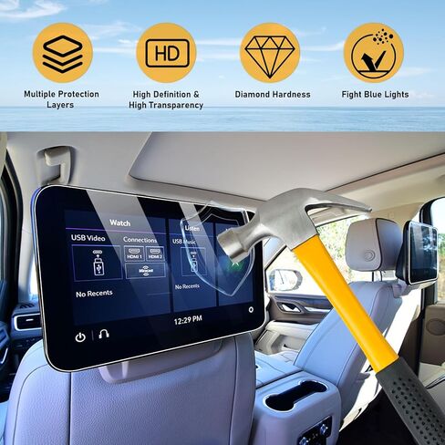 Abodvu متوافق مع 2022-2024 واقي شاشة تشيفي سيلفرادو من الزجاج المقسى 13.4 بوصة، لسيارة جي إم سي سييرا 1500/2500/3500 واقي شاشة لمس للملاحة عالي الوضوح صلابة 9H مضادة لبصمات الأصابع، قطعة واحدة in Kuwait