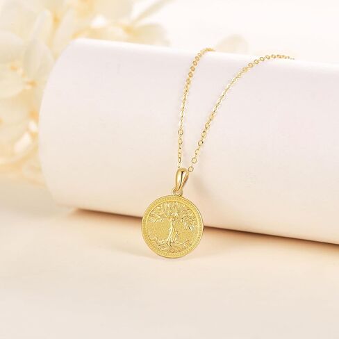 ELFRONT 14k Gold Sun Necklace 14K Solid Yellow Gold Coin Sun Pendant Necklace Gold Sun for Women Girls Gifts in Kuwait