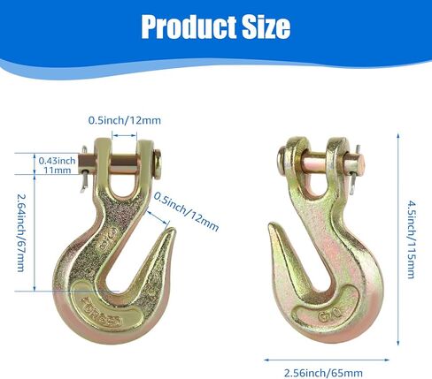 JMIATRY 4 Packs 5/16 Inch Clevis Grab Hook 5/16 Chain Hooks G70 Heavy Duty Forged Steel Safety Chain Hook, 5250 Lbs Capacity, Suitable for 8 mm Chain in Kuwait