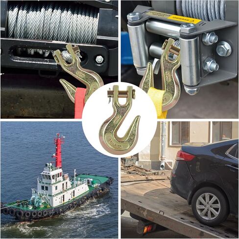 JMIATRY 4 Packs 5/16 Inch Clevis Grab Hook 5/16 Chain Hooks G70 Heavy Duty Forged Steel Safety Chain Hook, 5250 Lbs Capacity, Suitable for 8 mm Chain in Kuwait