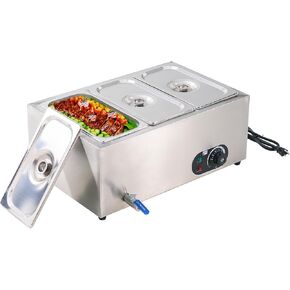 بوفيه تسخين الطعام التجاري بمقلاة 1200 وات، طاولة بخار كهربائية من الفولاذ المقاوم للصدأ، سخان طعام باين ماري 23 كيو تي للحفلات والمطاعم in Kuwait