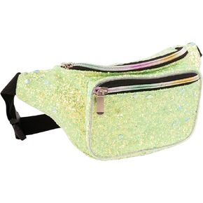 Holographic Rave Gold Gravel Glitter Fanny Pack For Women Grils Festival Waist Belt Bags -Gold Gravel
