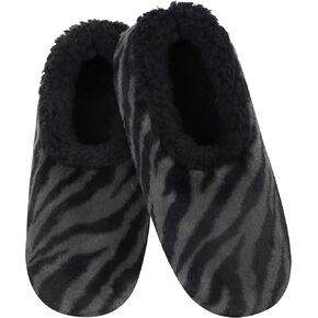 Snoozies Womens Black/White Leopard Walk on the Wild Side Size Medium