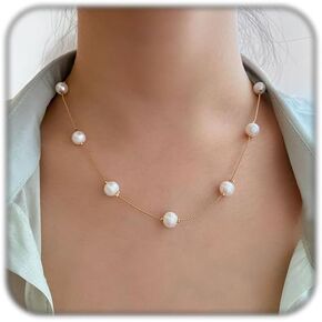Pearl Necklaces for Women Big Pearl Choker Necklaces Chunky Pearl Necklaces Statement Pearl Beaded Necklace Adjustable Wedding Party Jewelry