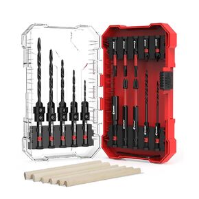 EZARC Countersink Drill Bit Set, 15 PCS Tapered Drill Bits Counter Sink Drill Bit with 2PCS Wood Plug Cutter 1/4" Hex Shank Quick Change for Woodworking with Storage Box