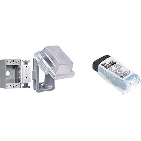 TAYMAC MKG420CS Nonmetallic Extra Duty Complete in-Use Cover 15 Amp WRTR Self Test GFCI Kit, 1-Gang, Clear/Gray
