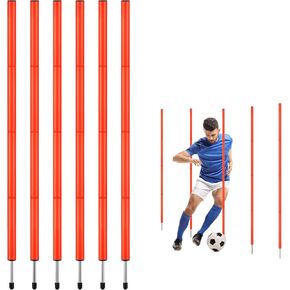 TOBWOLF 6PCS 6FT Adjustable Soccer Agility Training Poles, Slalom Training Agility Pole Set, Detachable Sports Training Speed Sticks, Outdoor Speed & Agility Turf Training Poles for Soccer Drills