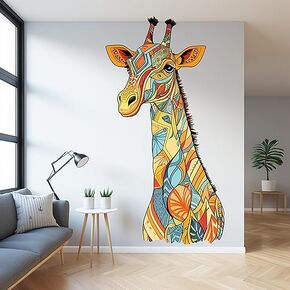 Unique Pattern Giraffe Animal Kingdom Wall Sticker For Playroom Decor, Nursery Decal, Boys Room, Girls Room, Living Room, Sticker For Animal Lover (18 inch)