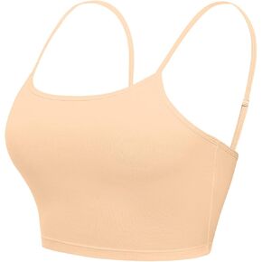 V FOR CITY Cropped Camisole for Women with Shelf Bra Adjustable Spaghetti Straps Yoga Crop Tank Top Cotton Cami Tops 1 Pack