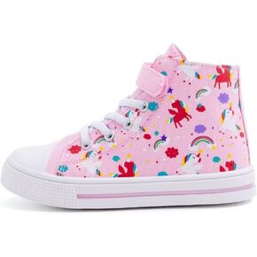 EUXTERPA Kids High Top Sneakers Toddler Canvas Shoes Boys and Girls Casual Walking Shoes Little Kid Size 12 Unicorn