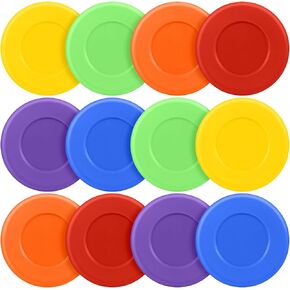 12 Pcs Assorted Ice Hockey Pucks Diameter 3" Thickness 1" Lightweight Hard Hollow Plastic Pucks for Practicing and Classic Training Street Hockey Puck Balls for Indoor