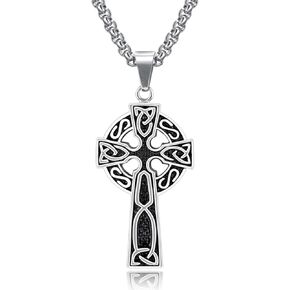 EVBEA Celtic Cross Necklace for Men Viking Irish Knot Serenity Prayer Pendant Crucifix Mens Jewelry with Stainless Steel Curb Chain