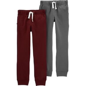 Carter's Boys 2 Pack French Terry Active Joggers/Pants (Maroon/Grey, 10)