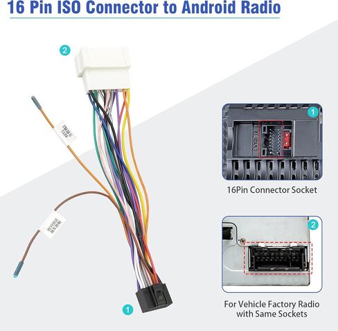 Jayubien Radio Wiring Harness with RCA Adapters for Hyundai Elantra Sonata Tucson Accent Kia 16Pin ISO Android Stereo Connector to 38/35 Pin Car Radio Connector Plug in Kuwait
