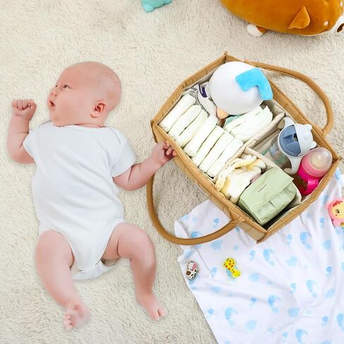 Clearworld Baby Diaper Caddy Organizer,Nursery Storage Basket, Gift for Baby Shower,Car Caddy Organizer,Baby Storage Organizer for Diapers and Newborn Essentials,Pale Green in Saudi Arabia