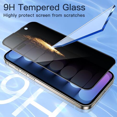 JETech Privacy Full Coverage Screen Protector for iPhone 15 Pro Max 6.7-Inch, Black Edge Anti-Spy Tempered Glass Film with Easy Installation Tool, Case-Friendly, 2-Pack in Saudi Arabia