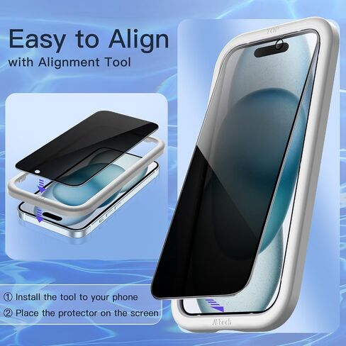 JETech Privacy Full Coverage Screen Protector for iPhone 15 Pro Max 6.7-Inch, Black Edge Anti-Spy Tempered Glass Film with Easy Installation Tool, Case-Friendly, 2-Pack in Saudi Arabia