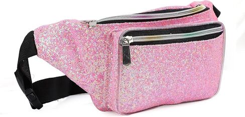 Holographic Rave Gold Gravel Glitter Fanny Pack For Women Grils Festival Waist Belt Bags -Gold Gravel in Saudi Arabia