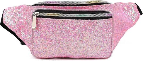 Holographic Rave Gold Gravel Glitter Fanny Pack For Women Grils Festival Waist Belt Bags -Gold Gravel in Saudi Arabia