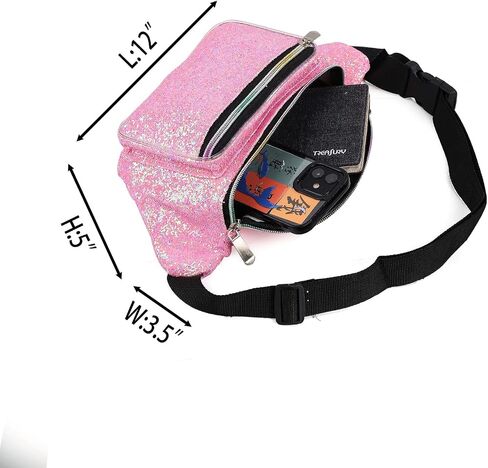 Holographic Rave Gold Gravel Glitter Fanny Pack For Women Grils Festival Waist Belt Bags -Gold Gravel in Saudi Arabia